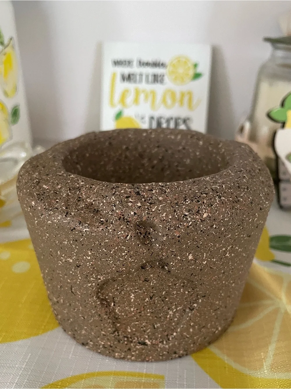 Speckled Brown Terra Cotta Planter Pot or candle holder